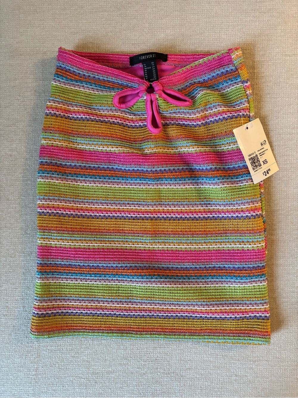 Striped Knit Mini Skirt - Pink Accent
